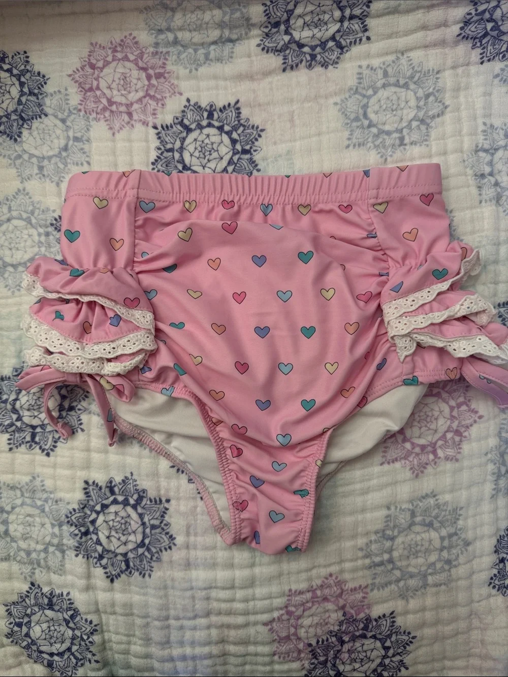 Love and Grow Adorable Pink Heart Ruffle Girls Two-Piece Bikini